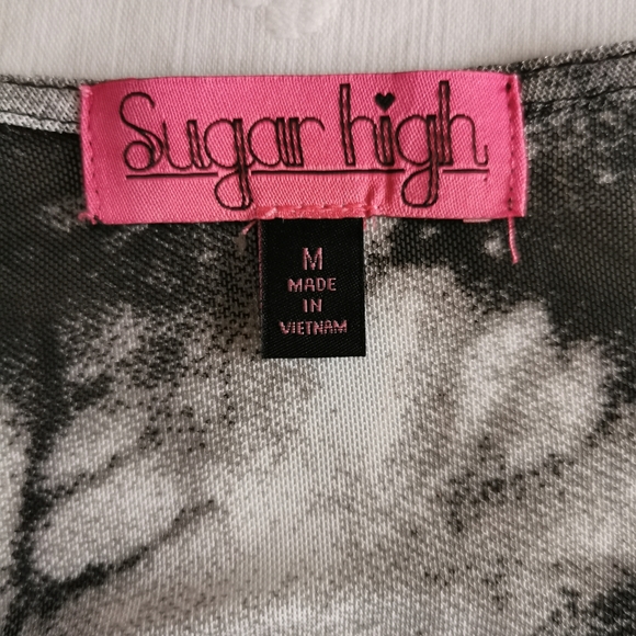 Sugar High Black & White Open Cardigan Size Medium - Picture 6 of 9